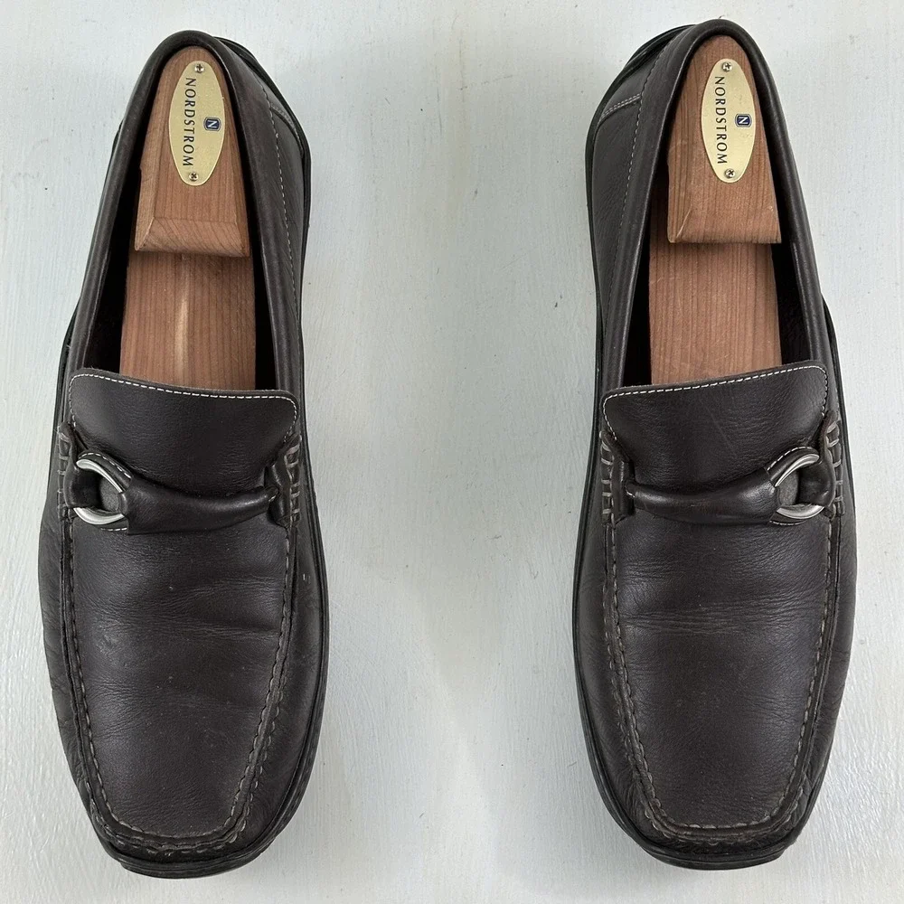 Donald J Pliner‎ Men's Leather Driving Shoes 8.5 Brown Mocs Horsebit Loafers
